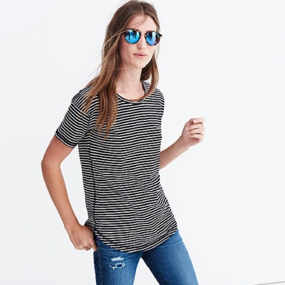 MADEWELL Stripe Crewneck Basic Tee - Picture 1 of 7